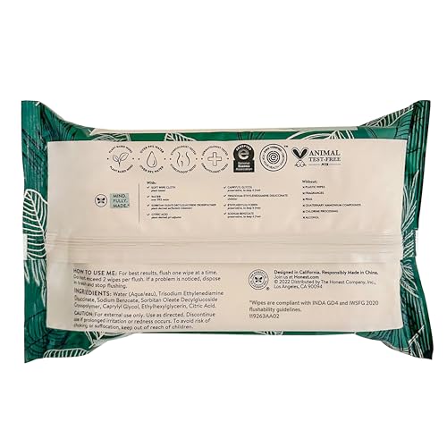 The Honest Company Hypoallergenic Flushable Wipes for Sensitive Skin, Tropical Leaves, 42 Count - Image 10