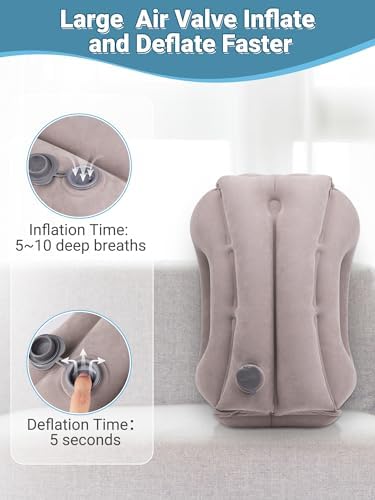 Maliton Inflatable Travel Pillow for Airplane Comfortable Sleeping to Relieve Neck and Shoulder Pain, Support Head Inflatable Pillow for Long Flights, Used for Airplanes, Cars, Trains, Office(Grey) - Image 7