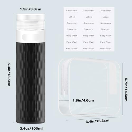 Travel Bottles for Toiletries, TSA Approved 3.4oz Travel Size Containers, BPA Free Leak Proof Silicone Traveling Bottles, Refillable Travel Essentials Kits for Shampoo Conditioner(4 Pack)-A - Image 4