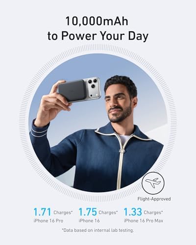 Anker MagGo Power Bank, Ultra-Slim 10,000mAh Magnetic Battery Pack, Qi2 Certified 15W Ultra-Fast MagSafe Compatible Portable Charger, Ergonomic Design, for iPhone17/16/15/14 Series Only（Not for Pixel） - Image 5
