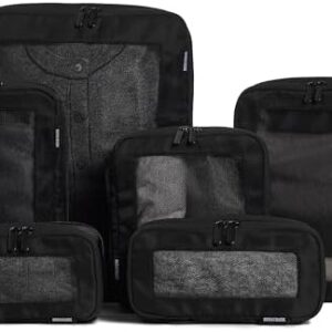 Aerotrunk Compression Packing Cubes for Travel - Luggage Organizer Bags - Double Zipper Packing Cubes for Suitcases (6-Pack, Black)