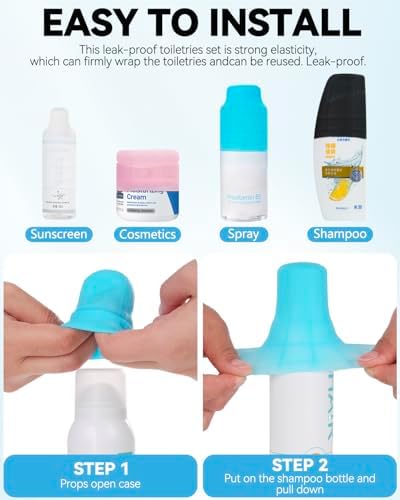 16 Pack Silicone Bottle Cover,Travel Essential for Women Men,Cruise Ship Essentials 2026,Beach Vacation Essentials,Travel Size Toiletries,Airplane Travels Accessories Elastic Sleeves for Leak Proofing - Image 6