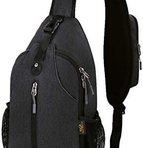 WATERFLY Crossbody Sling Backpack Sling Bag Travel Hiking Chest Bag Daypack (Black)
