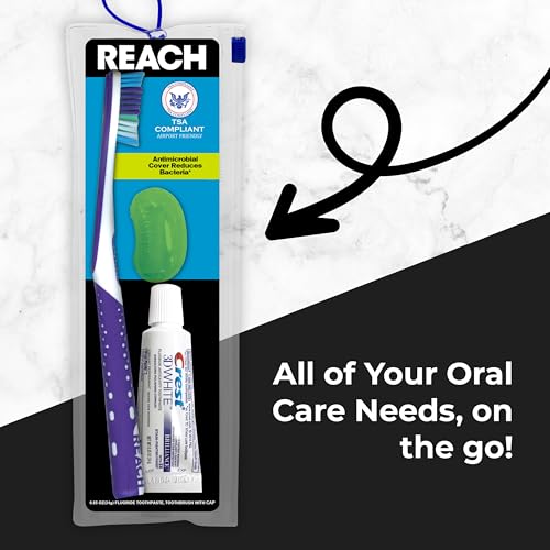 Reach Ultraclean Travel Kit Toothbrush with Toothbrush Cap and Toothpaste, Multi-Angled, Soft Bristles, TSA-Airport Friendly, Resealable, Portable and Reusable Bag - Image 3