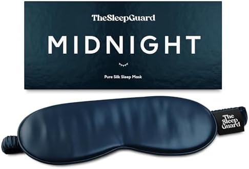 TheSleepGuard Pure Silk Sleep Mask [100% 6A Mulberry Silk, 22 Momme] Light Blocking Travel Essentials. Eye Masks for Sleeping. Black Oeko-Tex Blindfold. Eye Covers for Men & Women