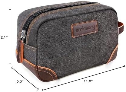 emissary Toiletry Bag for Men, Canvas Travel Toiletry Bag Men's Dopp Kit, Water-resistant Bathroom Bag Mens Shaving Kit, Travel Kit Small Bags, Shaving Bag, Toiletry Bags - Image 10