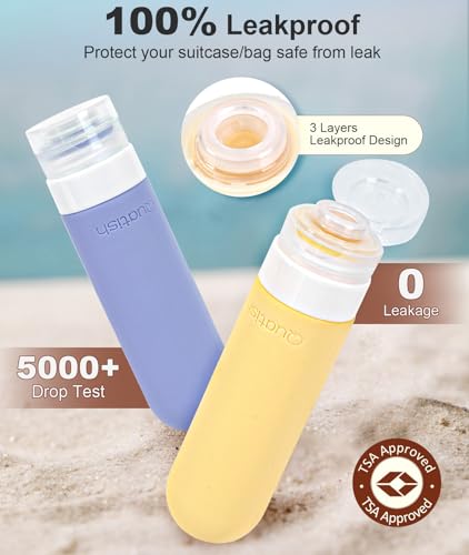 Quatish Travel Bottles for Toiletries 6 Pack, Original Patented Leakproof 3 oz Tsa Approved Travel Size Containers, BPA Free Silicone Shampoo and Conditioner Bottles, Camping Essentials - Image 3