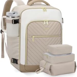 LOVEVOOK Large Travel Backpack for Women, TSA Carry on Backpack for Airplanes, 40L Personal Item Travel Bag for Women fits 17" Laptop,Waterproof Carry on Bag Airplane Approved with 3 Packing Cubes