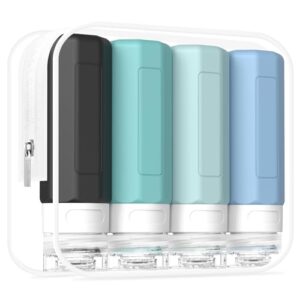 Redfly Travel Bottles for Toiletries, Tsa Approved 3oz Travel Size Containers, Leak Proof Silicone Squeezable Containers for Toiletries, BPA Free Refillable Essentials for Shampoo Conditioner Gray