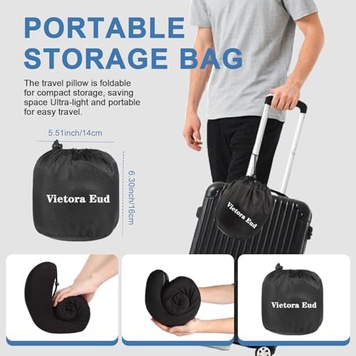 Travel Neck Pillow with 100% Light-Blocking Hood – Ergonomic Memory Foam Support Pillow for Airplane, Long Flights, Road Trips, Office and Car, Full Head and Neck Support with Skin-Friendly Cover - Image 8