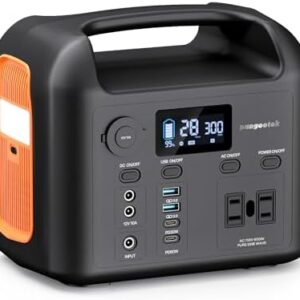 Portable Power Station, 600W (1200W Peak) 299Wh LiFePO4 Solar Generator Pure Sine Wave 110V AC Car Outlets PD 60W QC3.0 Backup Power Supply Bank for Camping, Blackout, CPAP