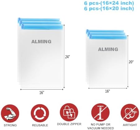 Compression Bags - Travel Essentials - 12 Pack Space Saver Bags - No Vacuum Pump Or Air Extractor is Needed - Storage Accessorie and Home Packing Organizers (transparent) - Image 5