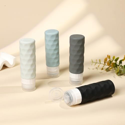 Travel Bottles for Toiletries, 4pcs Tsa Approved 3oz Travel Size Containers, BPA Free Leak Proof Premium Silicone Bottles, Refillable Liquid Squeezable Accessories W/Toiletry Bag - Image 6