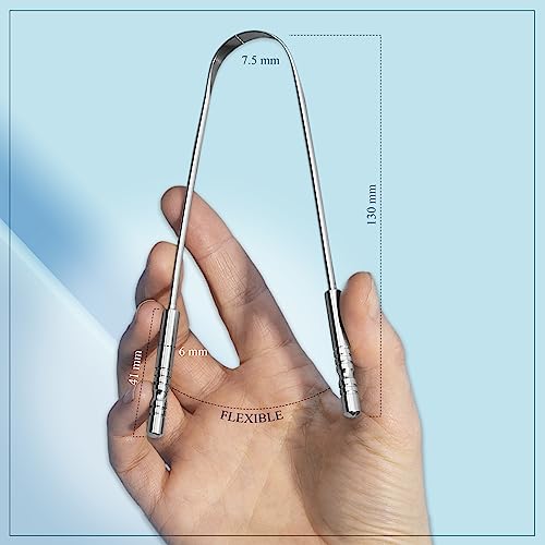 MasterMedi Tongue Scraper for Adults with Multicolor Travel Cases (2 Pack), 100% Stainless Steel, Reduce Bad Breath, Tongue Scrubber, Easy to Use, Tongue Cleaner for Oral Care & Hygiene - Image 2