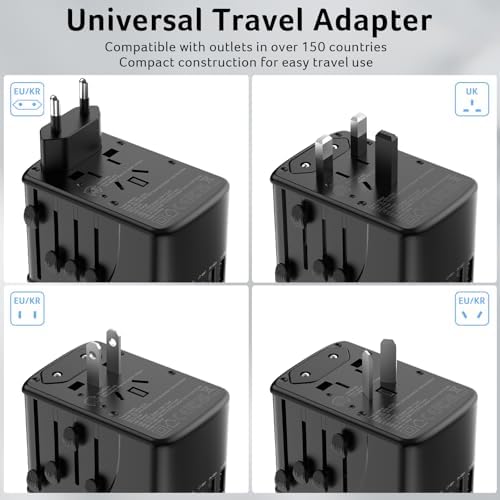 Acer Universal Travel Plug Adapter - International Power Adapter with 5 USB Ports (3 USB C) 5.8A, Worldwide Outlet Charger for USA to European UK France Germany Spain, Type C/E/F/G/I/L/A, Black - Image 9