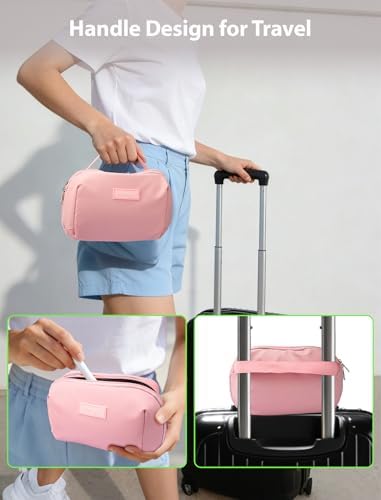 iMangoo Tech Organizer Travel Case 150° Open Large Storage Pouch Purse for Women Zipper Waterproof Bag Power Bank Portable Charger Cable Cord Electronics Accessories Trip Travel Essentials Bags Pink - Image 9