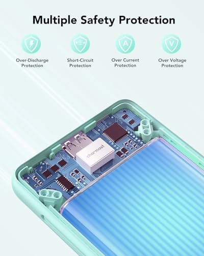 charmast Portable Charger with Built-in Cables and Plug, 10000mAh USB C Power Bank Fast Charging, External Battery Pack Slim, Travel Essentials Compatible with iPhones, Samsung Galaxy, iPad - Image 9