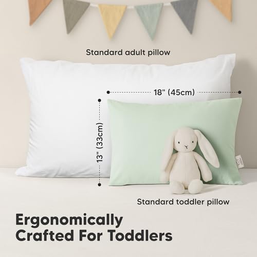 KeaBabies 2-Pack Toddler Pillows 2 Year Old to 5-13x18 Soft Organic Cotton Kids Pillow for Sleeping, Travel, School, Daycare, Nap, Toddler Bed, Machine Washable, Without Pillowcase (Soft White) - Image 3