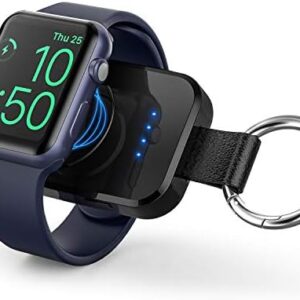 i.VALUX Portable Wireless Charger for Apple Watch Series 11/10/9/8/UItra/7/6/5/4/3/2/SE,Compact Magnetic iWatch Charger 1000mAh Extra Power Bank Smart Keychain Travel Accessories Father Birthday-Black