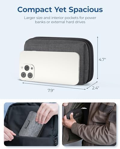 BAGSMART Electronics Organizer Travel Case, Cable Charger Cord Tech Organizer Pouch for Phone Charger Accessories, Black - Image 6