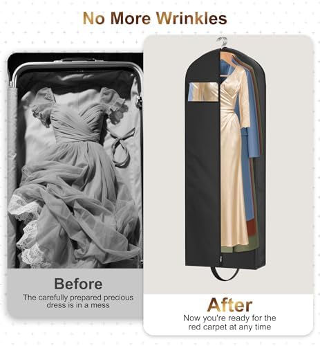MISSLO 65" Long Garment Bags for Travel for Women 4" Gusseted Dress Bags for Gowns Waterproof Dress Protector Bag for Closet Storage Clothing Covers for Hanging Clothes Wedding Dresses Storage - Image 6