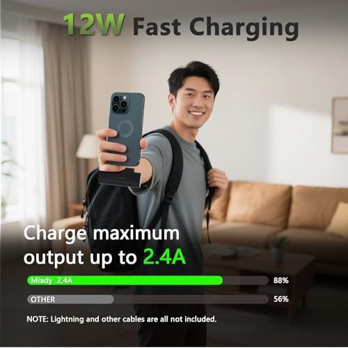 Miady 2-Pack 5000mAh Mini Portable Charger with Built-in Type C Connector, 5V 2.4A USB-C Output Fast Charging Small Power Bank, Compact Battery Pack Compatible with iPhone 17/16/15 Galaxy S24/S22 iPad - Image 4