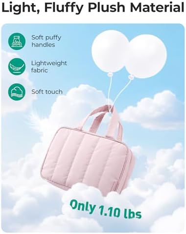 BAGSMART Travel Toiletry Bag for women, Portable Hanging Hook Makeup Bag Organizer, Waterproof Makeup Cosmetic Bag, for Full-Size Accessories, Toiletries, Camel - Image 6