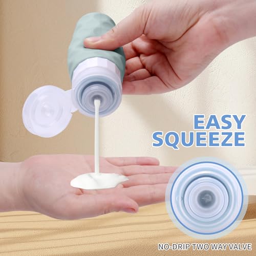 Travel Bottles for Toiletries, 4pcs Tsa Approved 3oz Travel Size Containers, BPA Free Leak Proof Premium Silicone Bottles, Refillable Liquid Squeezable Accessories W/Toiletry Bag - Image 3