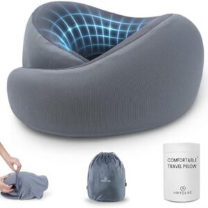 Neck Travel Pillow - Memory Foam Travel Pillow for Airplane, Washable Comfortable Breathable Cover, 360 Degree Support Ergonomic Design Best for Travel, Flight, Train, Sleeping