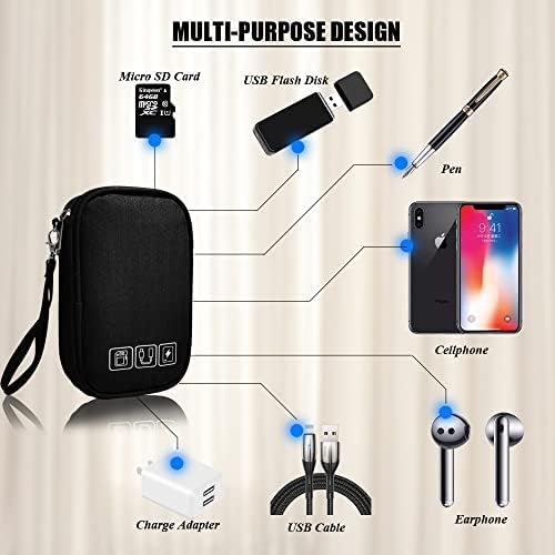 Electronic Organizer Bag Cable Organizer Travel Cord Organizer Case Pouch Portable Carrying Case for Charger Hard Drive Earphone USB SD Card (Black) - Image 6