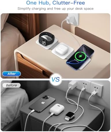 Charging Station for Apple Multiple Devices - 3 in 1 Foldable Magnetic Wireless Charger Dock - Travel Charging Pad for iPhone 16 15 14 13 12 Pro Max Plus Watch & Airpods - Image 6