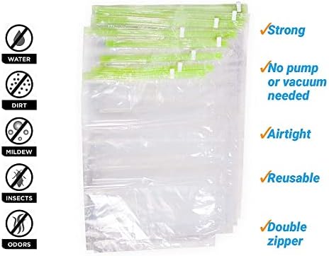 12 Space Saver Storage Bags for Clothes for Travel - Compression, no Vacuum Sacks - Luggage Accessories - Image 3