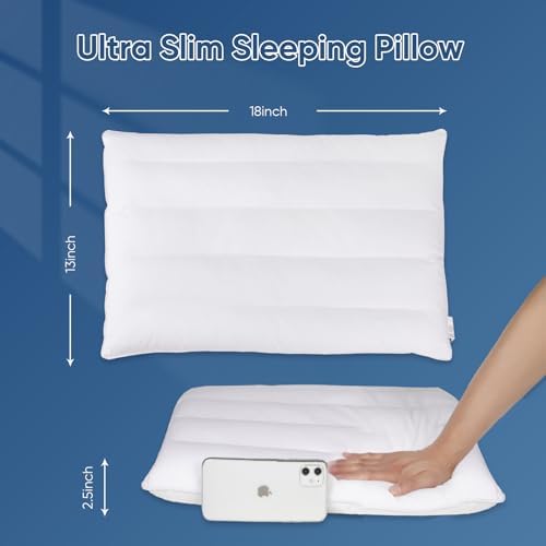 MINUPWELL Ultra Flat Small Pillow for Sleeping, 18x13in Small Pillow for Travel 7D High Support 2.5 inch Height Ultra Thin Mini Pillows -100% Cotton - Image 4