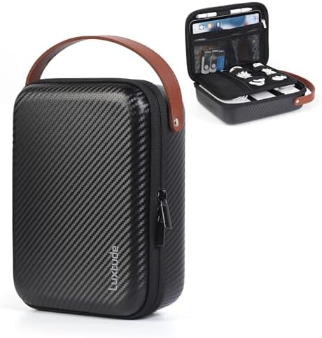 Luxtude Electronics Organizer Travel Case for Chargers and Cords, Hard Case for Electronics, Portable Tech Bag, Travel Essentials for Chargers/Mouse/USB Drives/SD Cards, Tech Gifts