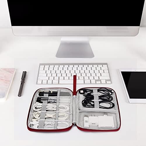SELLYFELLY Travel Electronics Organizer Portable Cable Organizer Bag for Storage Electronic Accessories Case for Cord,Phone,Charger,Flash Drive (Wine Red) - Image 5