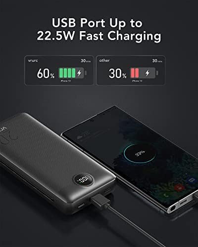 VRURC Portable Charger 20000mAh, Fast Charging Power Bank USB C,4 Output 2 Input Travel Essentials Charging Bank Equipped with LED Display,Built-in Wall Plug and Cables,Phone Charger Battery,Black - Image 3