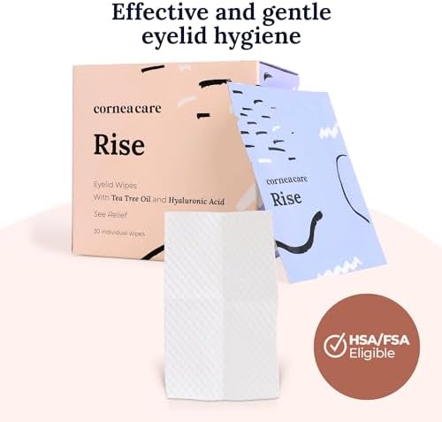 CorneaCare Rise: Eyelid Wipes | Eye Wipes for Dry Eyes | Eyelid Wipe with Tea Tree Oil & Hyaluronic Acid | Travel Ready | 30 Count - Image 4