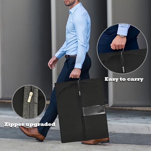 Garment Bags for Hanging Clothes, 45'' Suit Bag Cover for Storage and Travel, Dress Bags for Gowns Long (Black) - Image 4