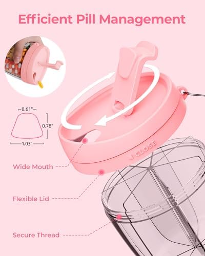 Cute Pill Dispenser with 7 Compartments, Pill Bottle Organizer with Anti-Mix Design, Portable Pill Organizer for Travel with Wide Mouth for Easy Access, BPA-Free Patented Pill Container, Pink - Image 4
