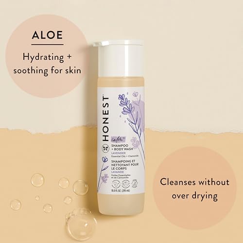 The Honest Company Babe's Mini Must Haves Gift Set Travel Size Hypoallergenic Lavender Bathtime Essentials Shampoo Body Wash (2 fl oz) Face Lotion (1 Bubble Bath - Image 4