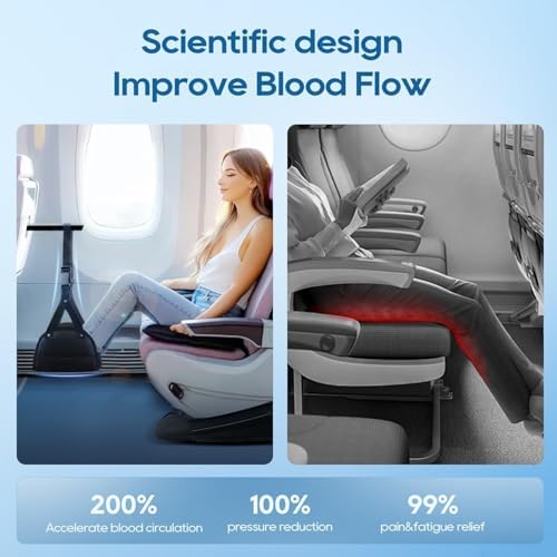 2-Pack Airplane Foot Hammock, Portable Leg Rest with Removable Cushion, Travel Essentials for Women and Men, Ergonomic Support for Car & Home - Image 2