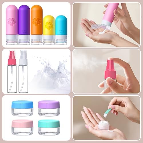 20Pack Travel Bottles for Toiletries, TSA Approved Travel Bottles Silicone Travel Size Containers, Travel Essentials Leak Proof Refillable Liquid, Shampoo and Conditioner Travel Toiletry Bottles - Image 5