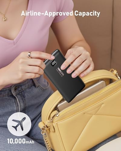 Portable Charger Power Bank Built in Cables and Wall Plug, 10000mAh iPhone Battery Pack Fast Charging, USB C External Slim Power Bank, Travel Essentials Compatible with iPhone 17 16 15 14 iPad, Black - Image 3