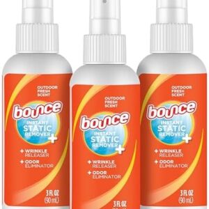 Bounce Anti Static Spray, 3 in 1 Instant Anti Static Spray & Instant Wrinkle Release, Odor Eliminator & Fabric Refresher, Travel Size (3 Oz,Pack of 3)