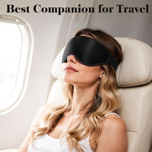 3D Eye Mask Sleep Mask for Men & Women, 100% Pressure-Free & Light Block-Out Eye Mask for Sleep with Easy Adjustable Strap, Night Eye Cover for Travel, Black - Image 7
