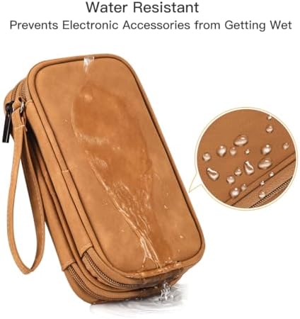 Travel Cable Organizer Pouch Electronic Accessories Carry Case Water Resistant Accessories Organizer Pouch Bag for Cable, Cord, Charger, USB, Phone, Power Bank, Earphone (Brown, Medium) - Image 4