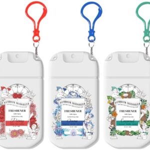 Pocket Size Toilet Spray with Removable Hook,30ml Travel Essentials Variety 3 Pack, Bathroom Odor Eliminator for Poop - Ocean Coconut Peony Scent