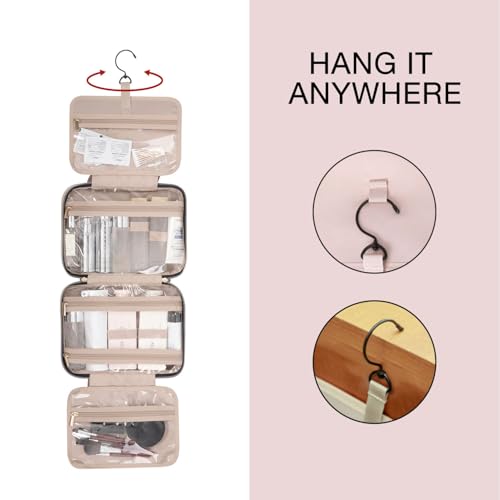 BAGSMART Large Toiletry Bag Travel Bag with Hanging Hook, Water-resistant Makeup Cosmetic Bag Travel Organizer for Accessories, Shampoo, Full Sized Container, Toiletries - Image 5