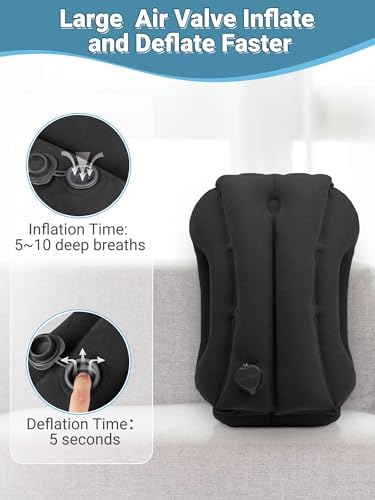 Maliton Inflatable Travel Pillow for Airplane Comfortable Sleeping to Relieve Neck and Shoulder Pain, Support Head Inflatable Pillow for Long Flights, Used for Airplanes, Cars, Trains, Office(Black) - Image 7