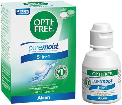 Opti-Free Puremoist Multi-Purpose Contact Lens Cleaning and Disinfecting Solution with Lens Case, 2 Fl Oz (Pack of 1)